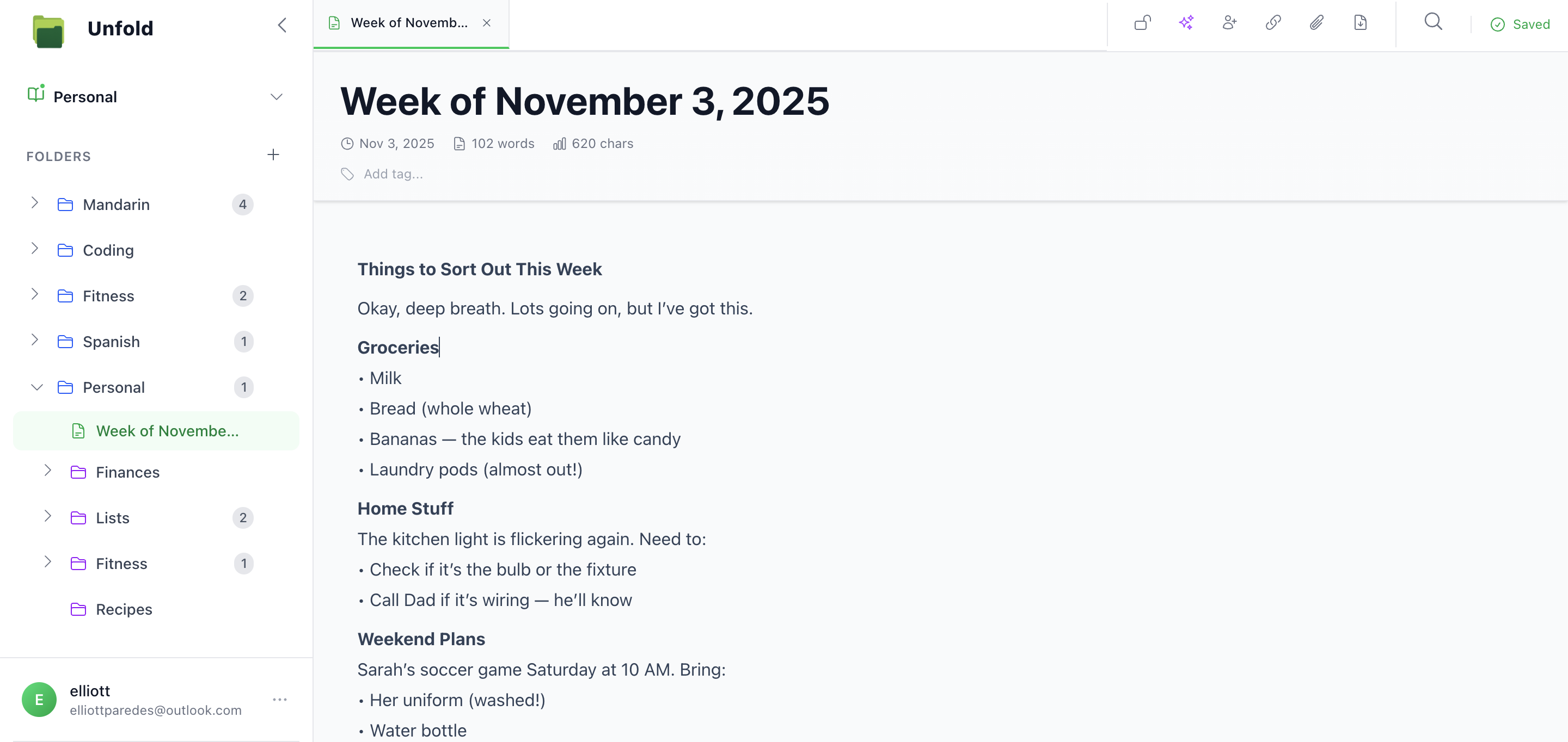 Personal Notes Preview